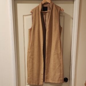 Zara Camel Long Sleeveless Vest